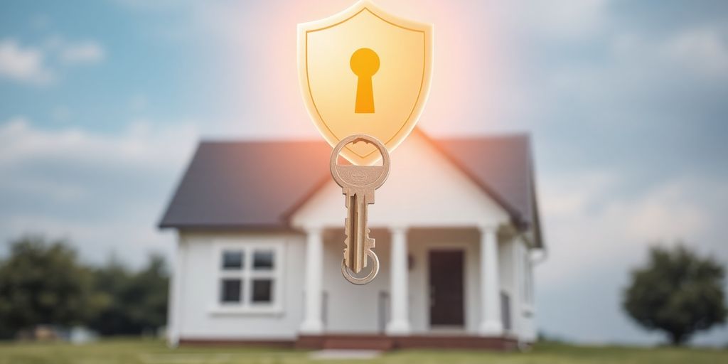 Casa con llave y escudo de protección.