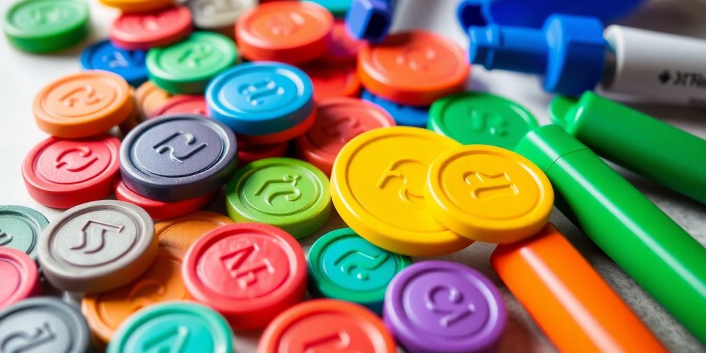 Colorful options trading tools on a desk.