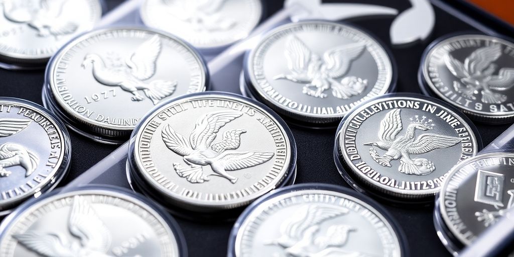 Close-up of Silver Proof Sets in protective display case.