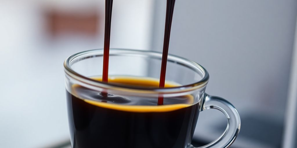 Two dark espresso shots filling clear glass.