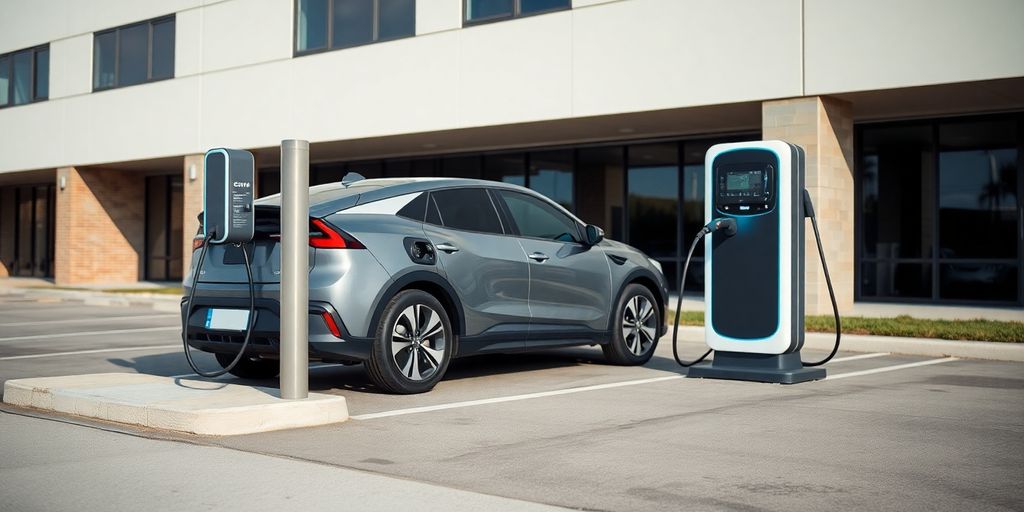 EV charging station at a business.