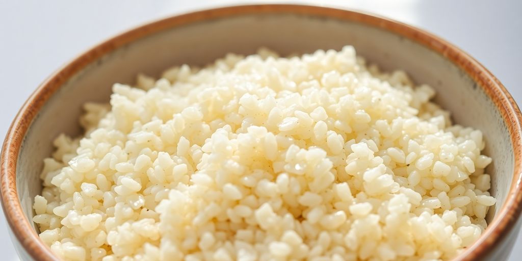 Close-up of fluffy cooked quinoa in a bowl.