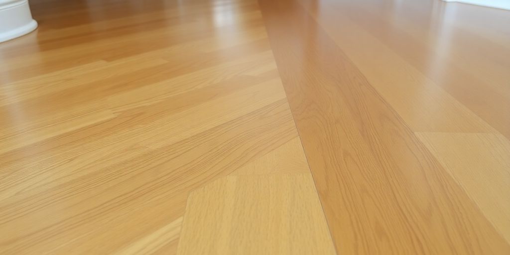 Refinished hardwood floor with rich color and smooth texture.