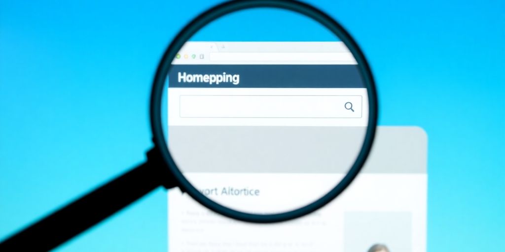 Magnifying glass over a website