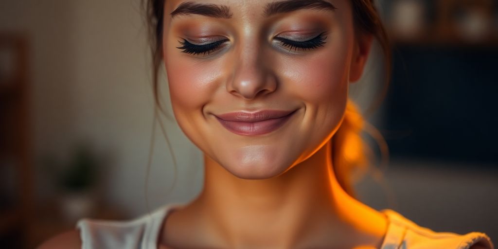 Person meditating, surrounded by soft glow.
