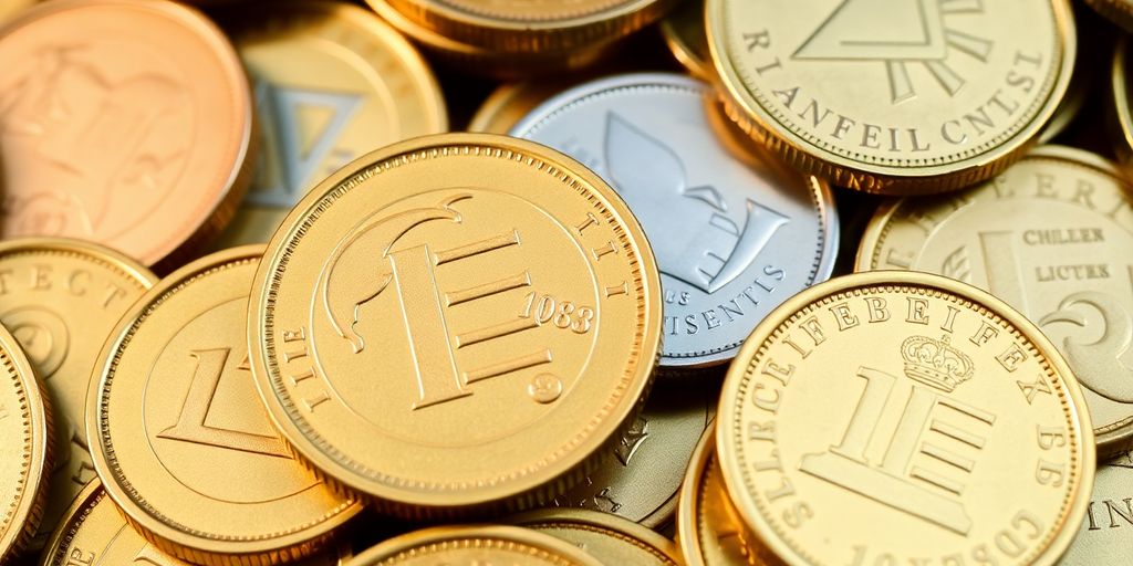 Pièces d'or européennes aux reflets chatoyants.