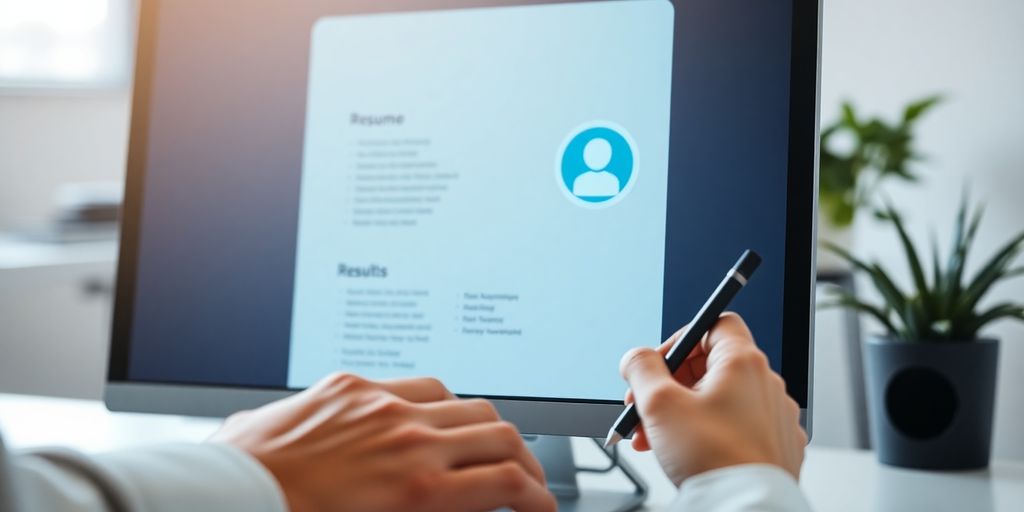 AI assisting professional in creating a modern resume.
