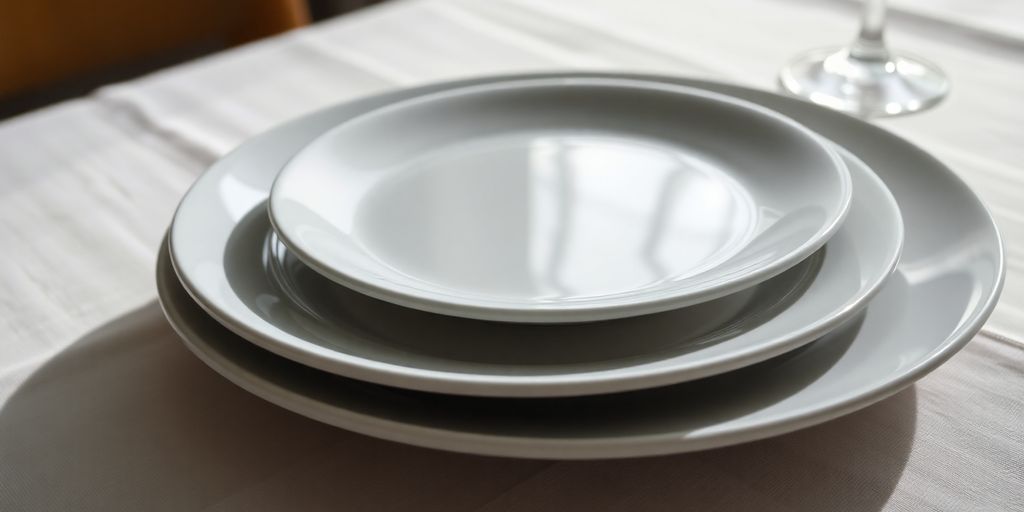 Assiettes plates en porcelaine élégantes sur table