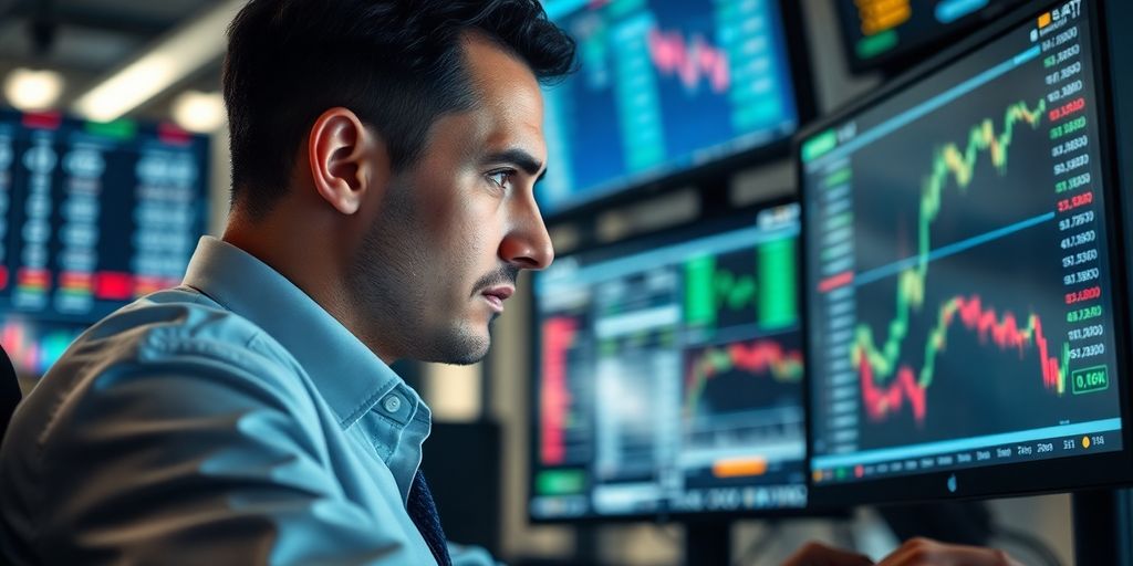 Trader focused on options trading in a financial setting.
