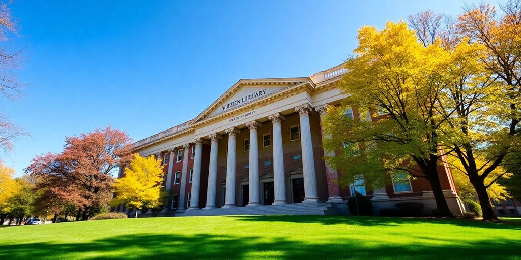 Harvard University's iconic Widener Library.