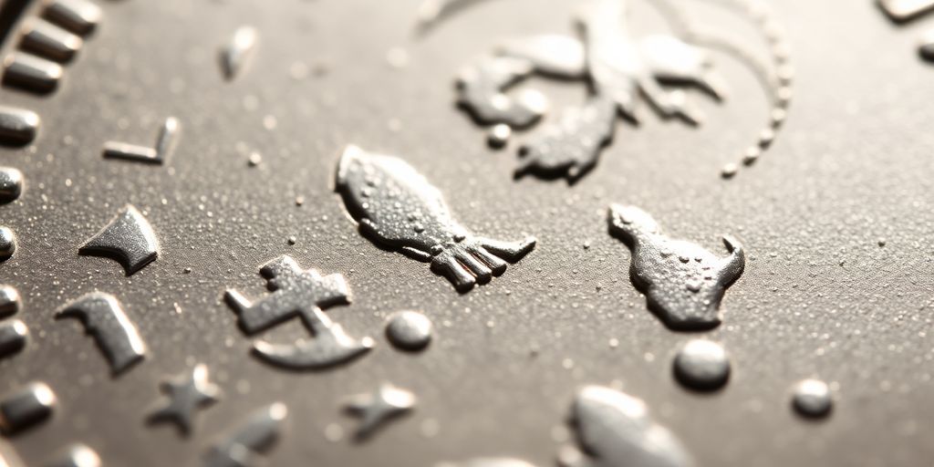 Une pièce en argent avec des détails visibles.
