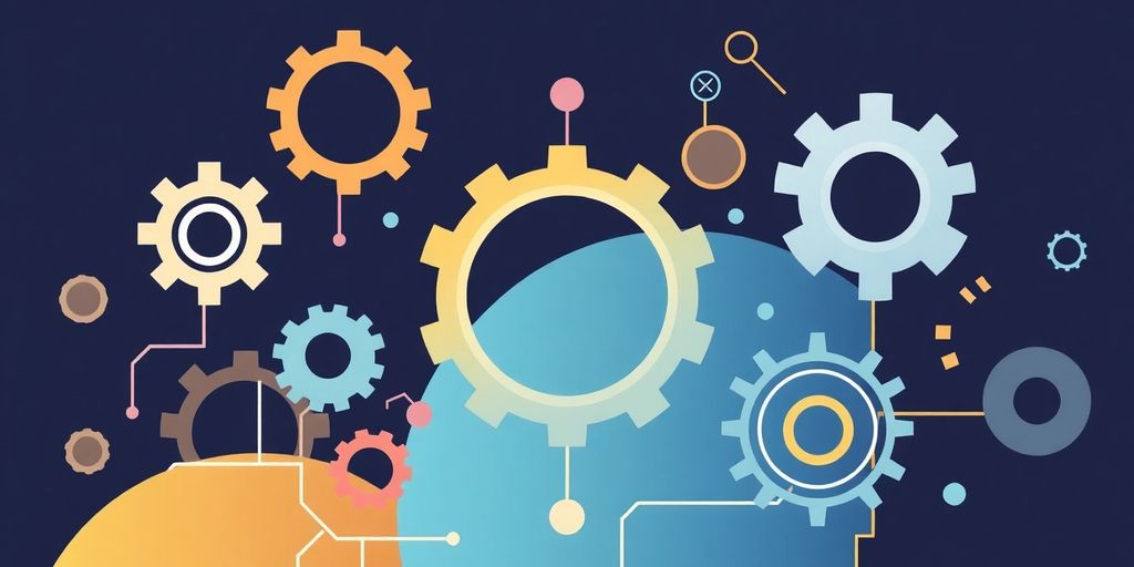 Moderne teknologi i forretningsmodeller med myke farger.