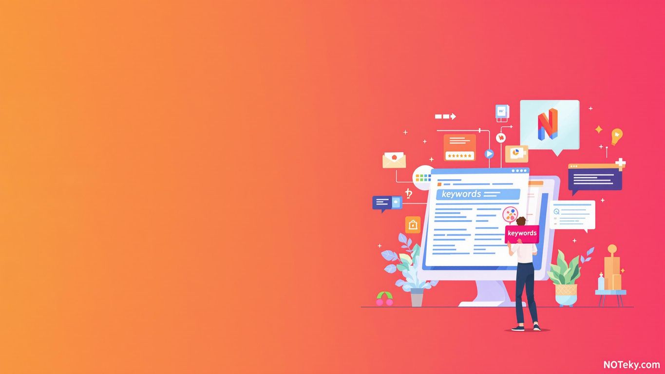 Person som analyserer nøkkelord på en datamaskin.