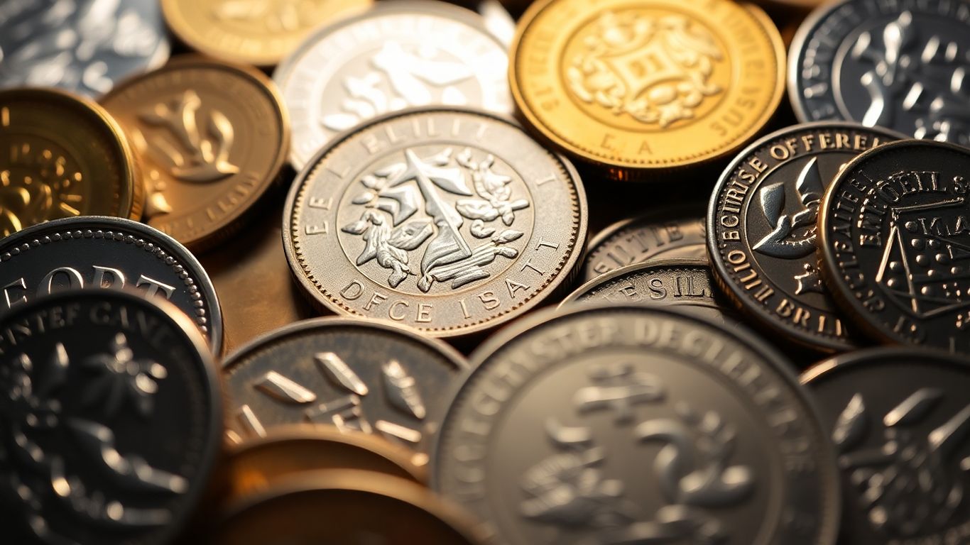 Collection of valuable gold and silver coins.