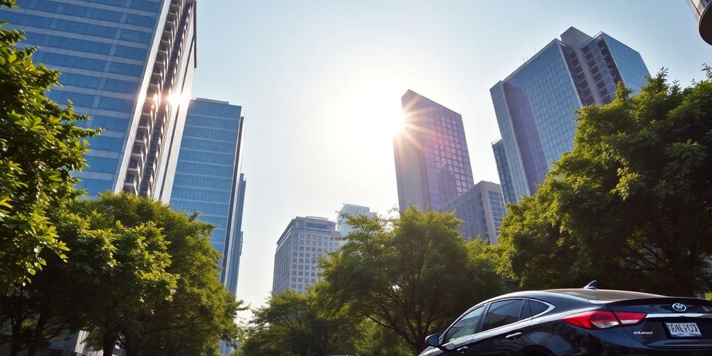 Indian skyline with prominent financial district buildings.