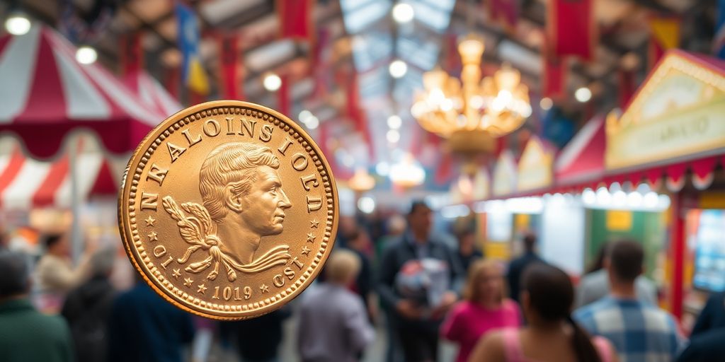 Pièce de Napoléon en or à la foire.