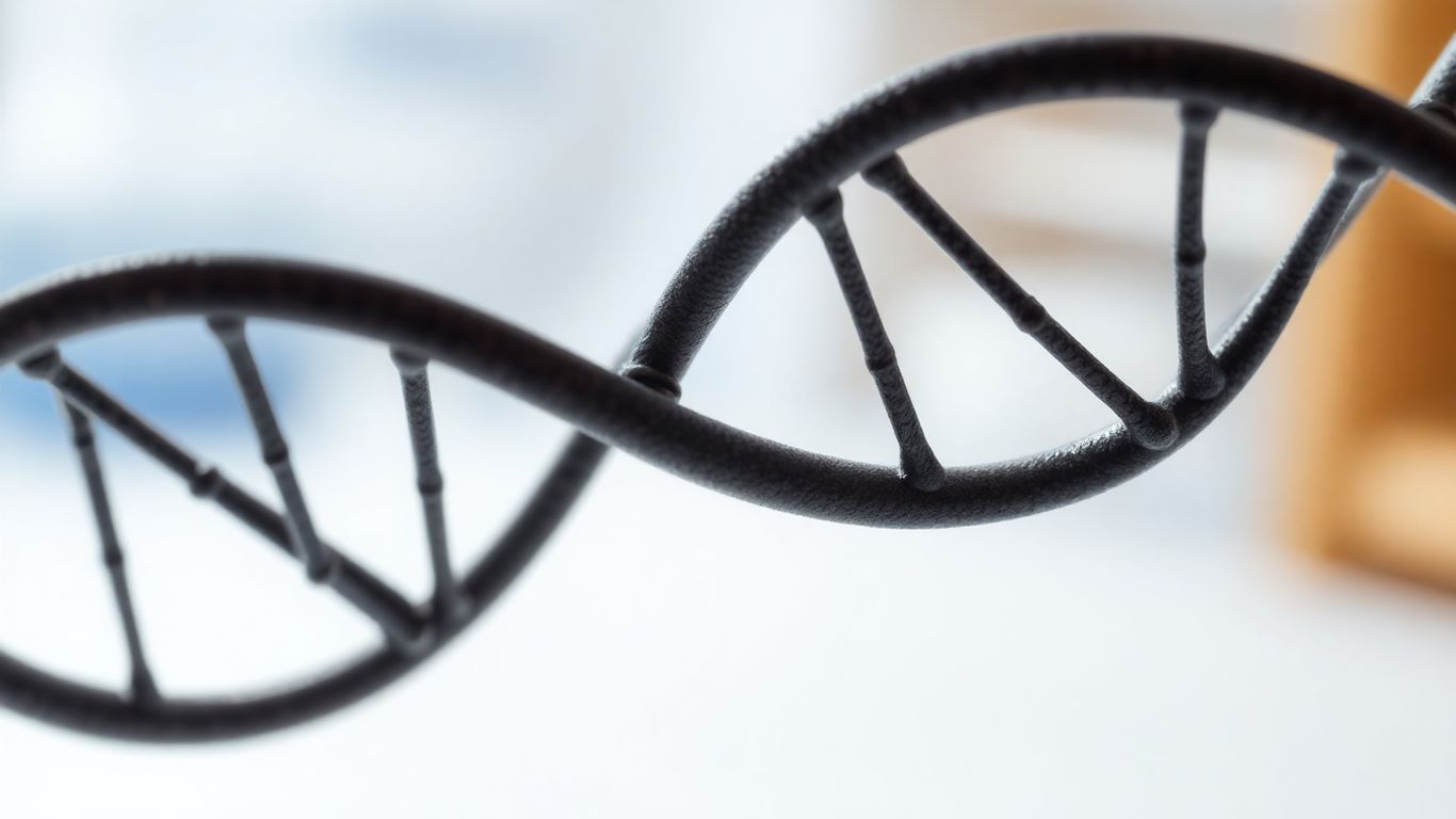 Two intertwined DNA helix strands, one darker than the other.