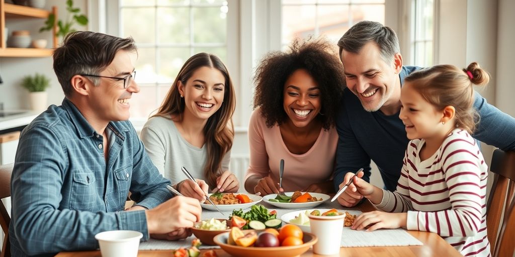Family enjoying a healthy meal together