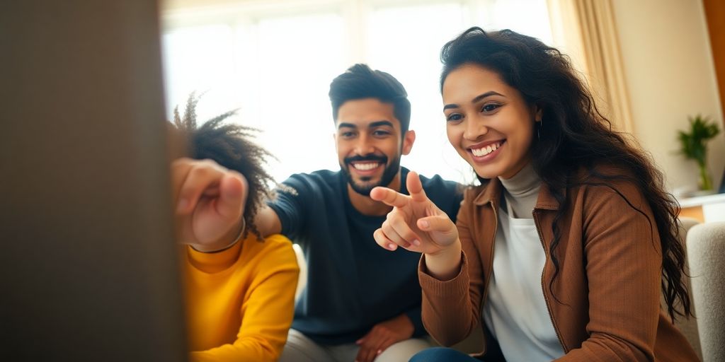 Teenager and parent looking at computer together