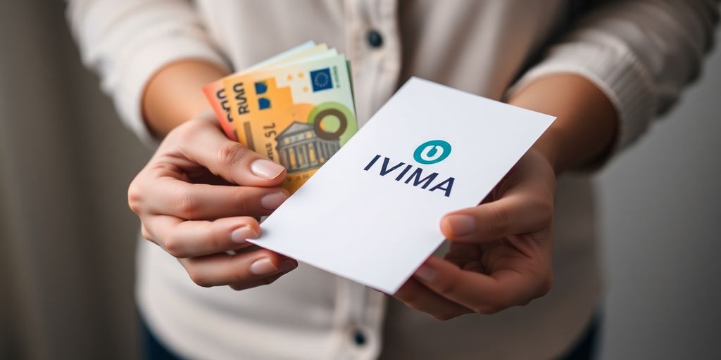 Manos sosteniendo dinero e IVIMA, fotografiado