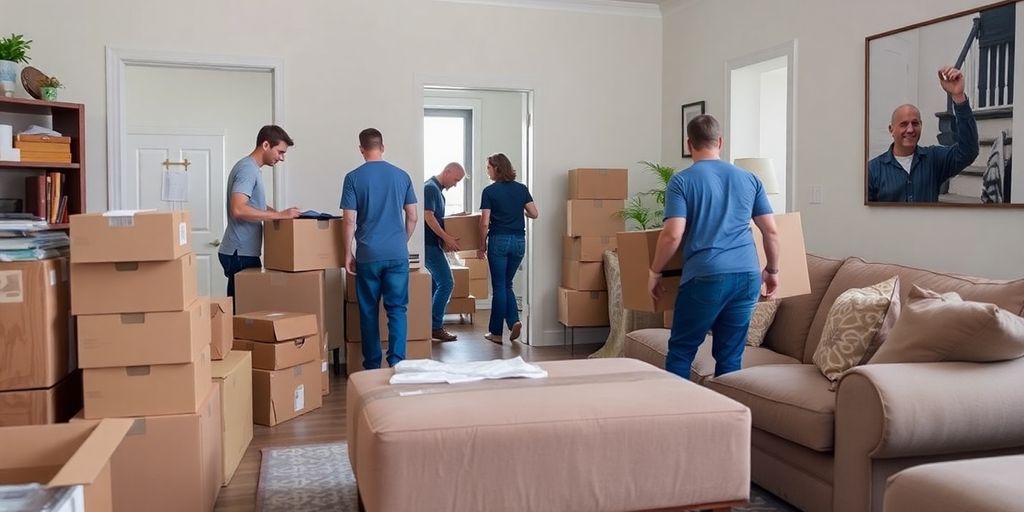 Professionnels vidant une maison avec soin.