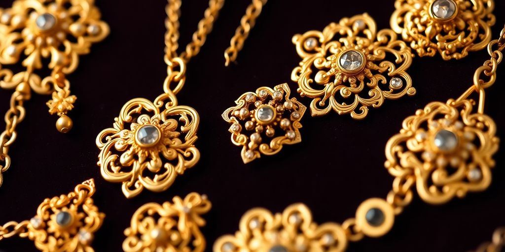 Collection de bijoux en or sur fond en velours