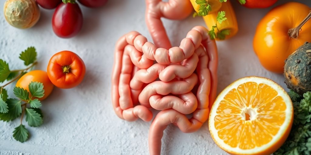 Healthy foods promoting gut health and cleansing.