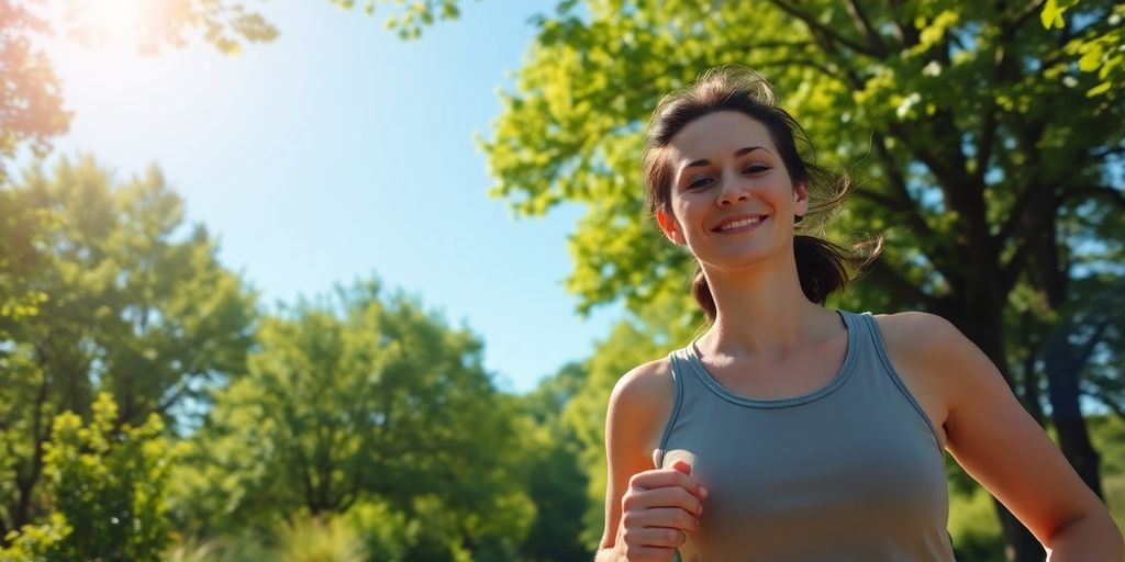 Person running outdoors, feeling relaxed.