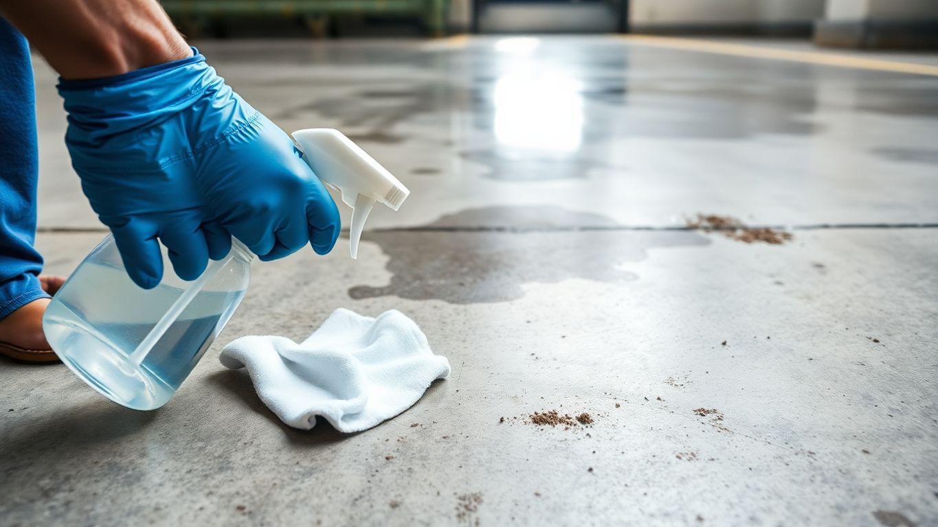 Cleaning industrial floor.