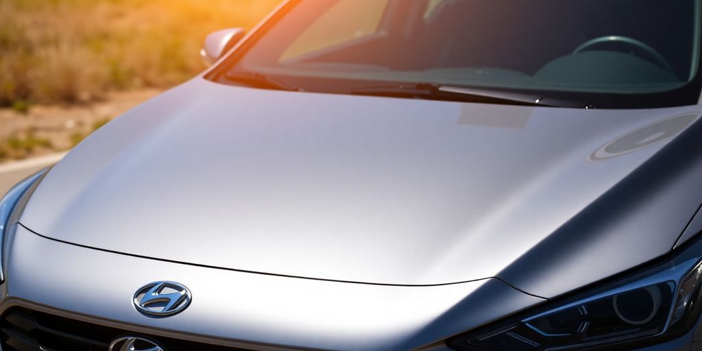 Güvenilir Hyundai otomobil parlak gün ışığında dışarıda park edilmiş.