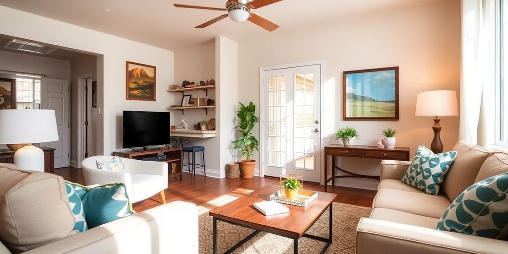 Interior of a comfortable and welcoming seasonal rental.