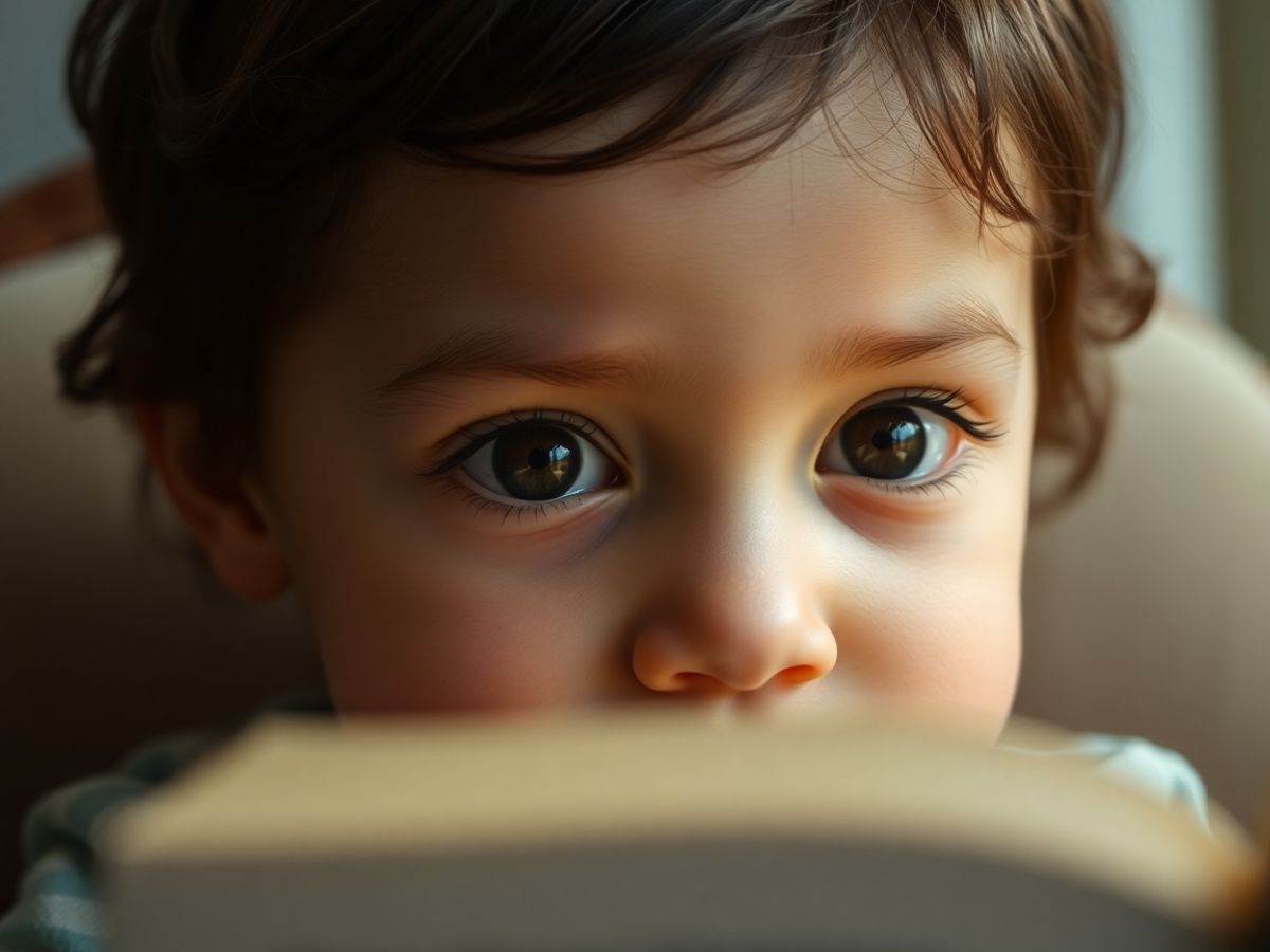 Copil curios citind o carte deschisă