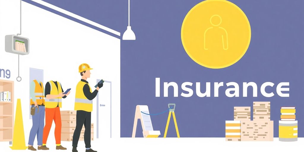 Illustrasjon av ansatte med sikkerhetsutstyr i arbeid.