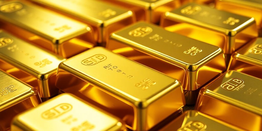 Lingots d'or brillant sur un fond flou.