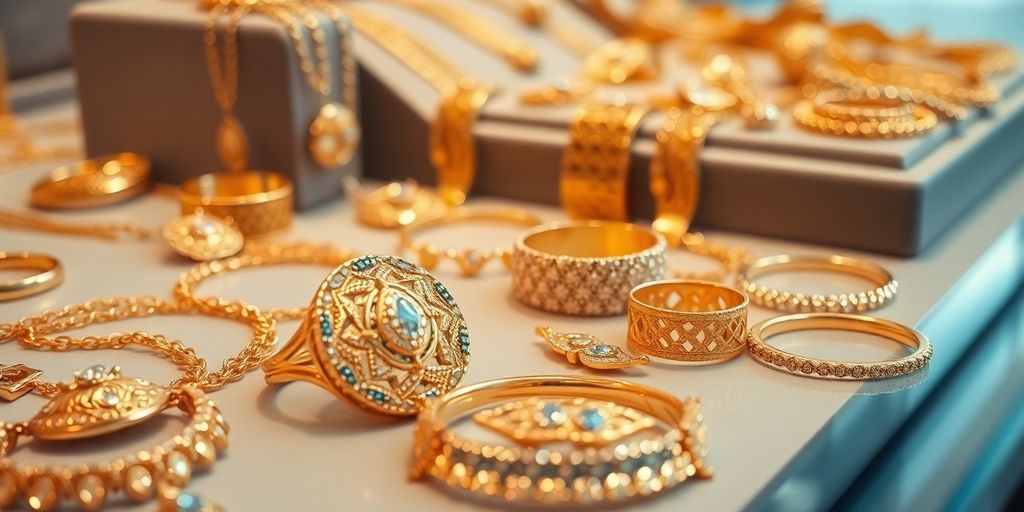 Bijoux en or brillants et élégants.