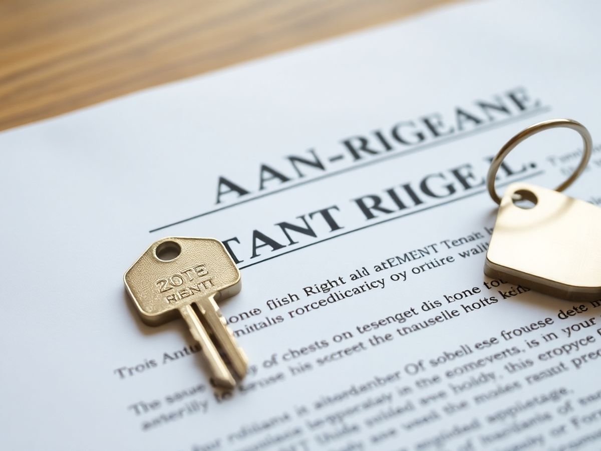 Document de închiriere și cheie pe un fundal neutru.