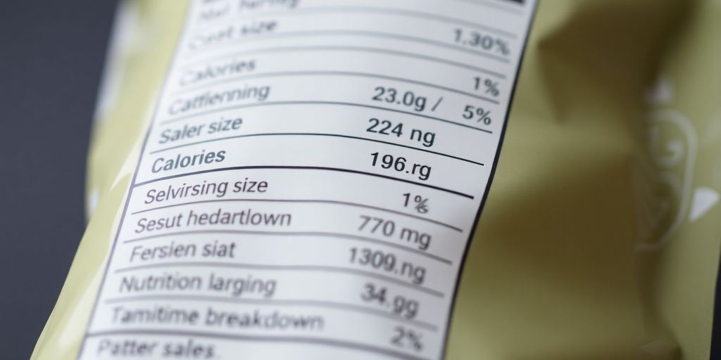 Close-up of a nutrition label on food packaging.