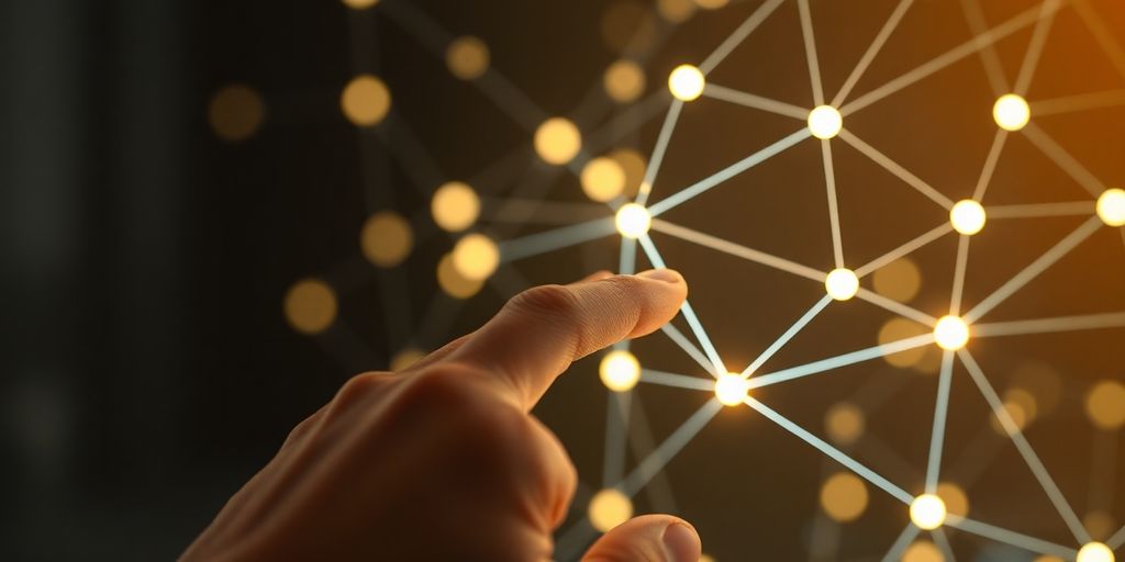 Customer journey map with glowing data points.