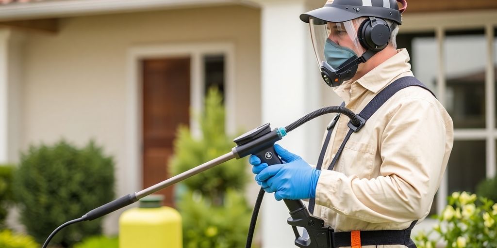 فني مكافحة حشرات يعمل في منزل بالمدينة المنورة