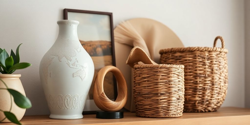 Home decor items on display.