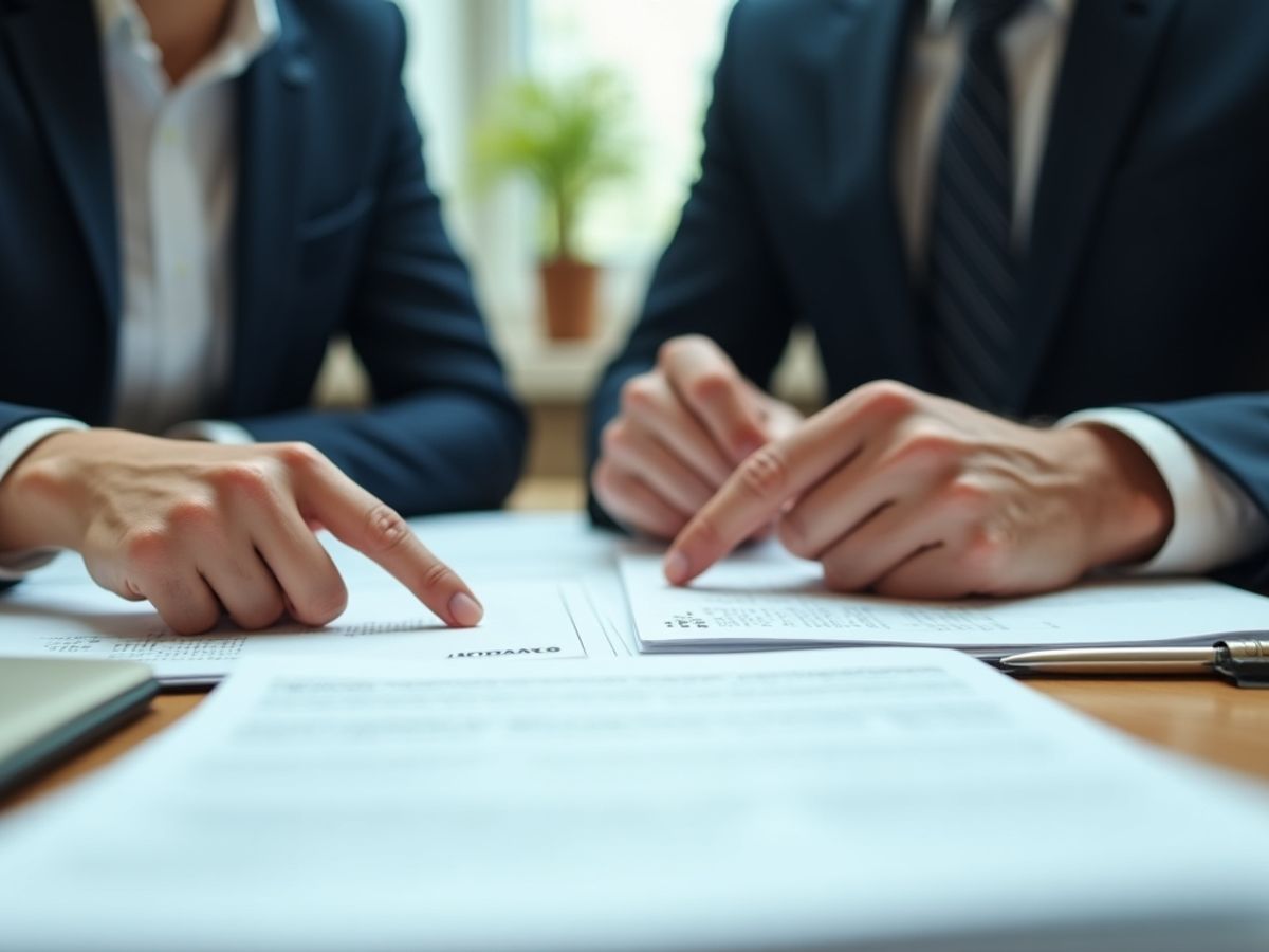 Doi avocați discutând la o masă de conferință.