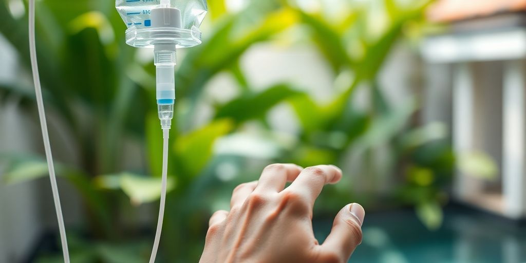 IV drip in serene Bali setting