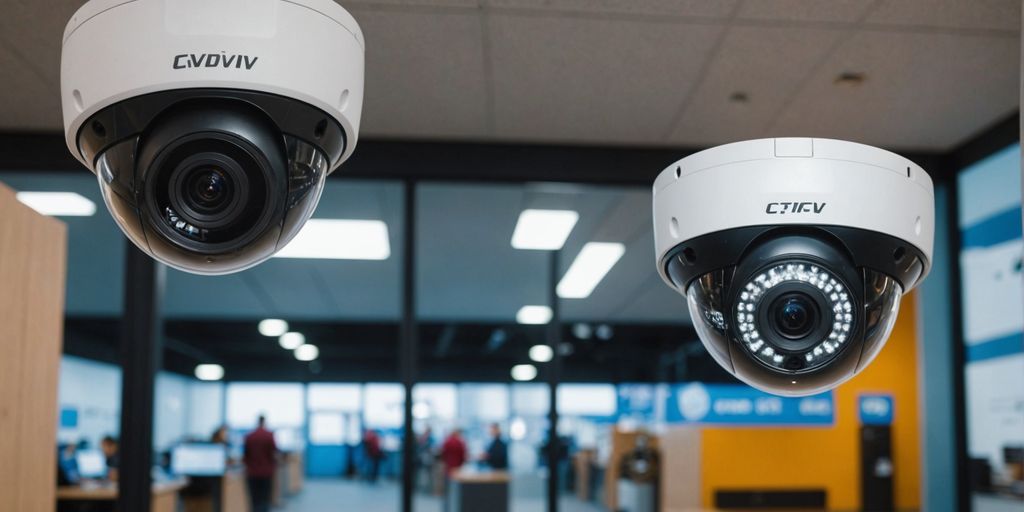 Analogue and IP CCTV cameras side by side.