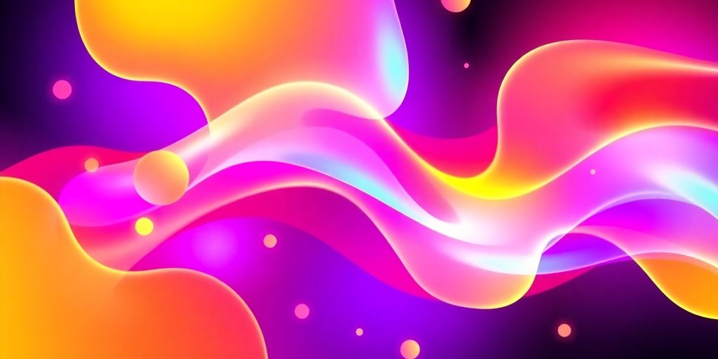 Vibrant web design elements with dynamic shapes.