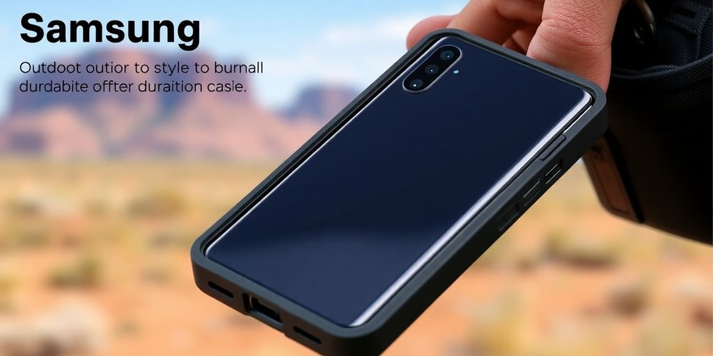 Samsung Galaxy S25 phone with a protective case.