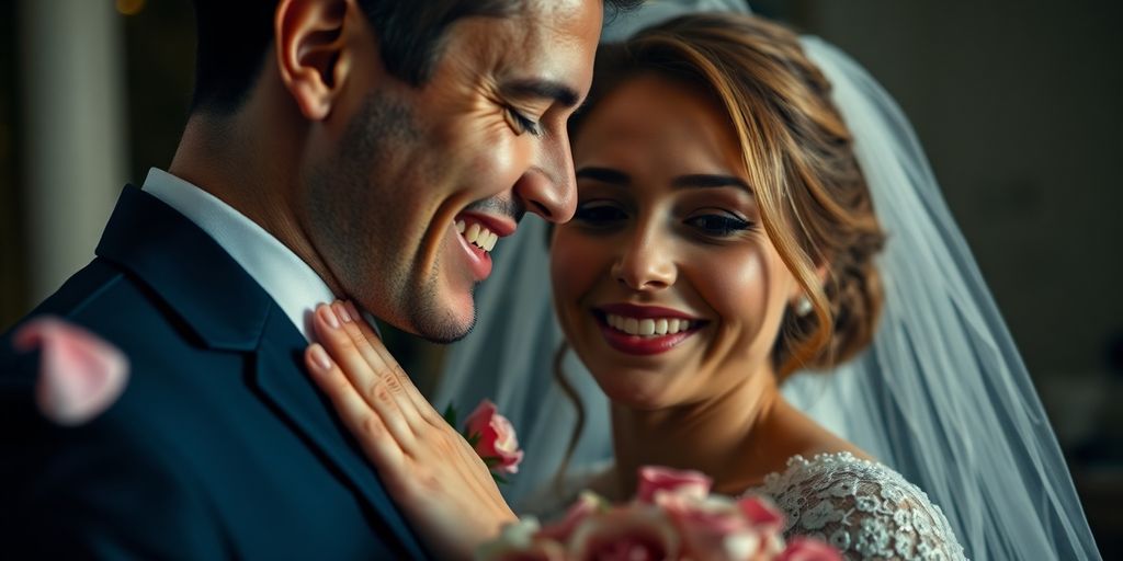 Intimate wedding celebration with rose petals and soft lighting.
