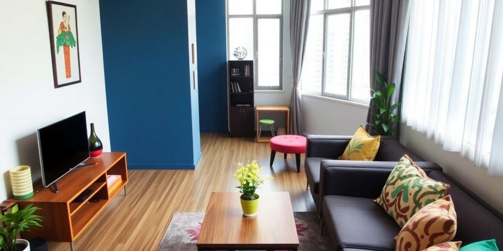 Stylish short-term rental apartment interior in Singapore.