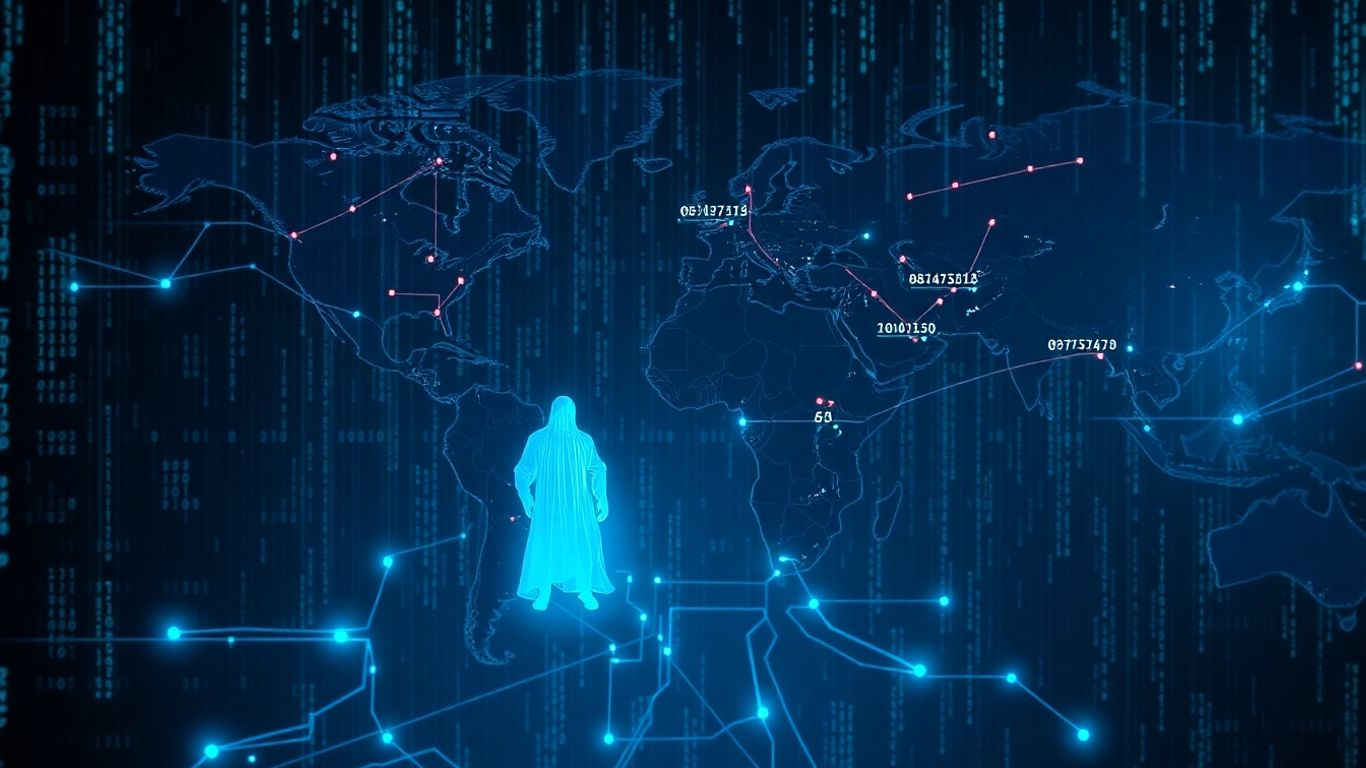 Ghostly servers connected on a dark global cyber network