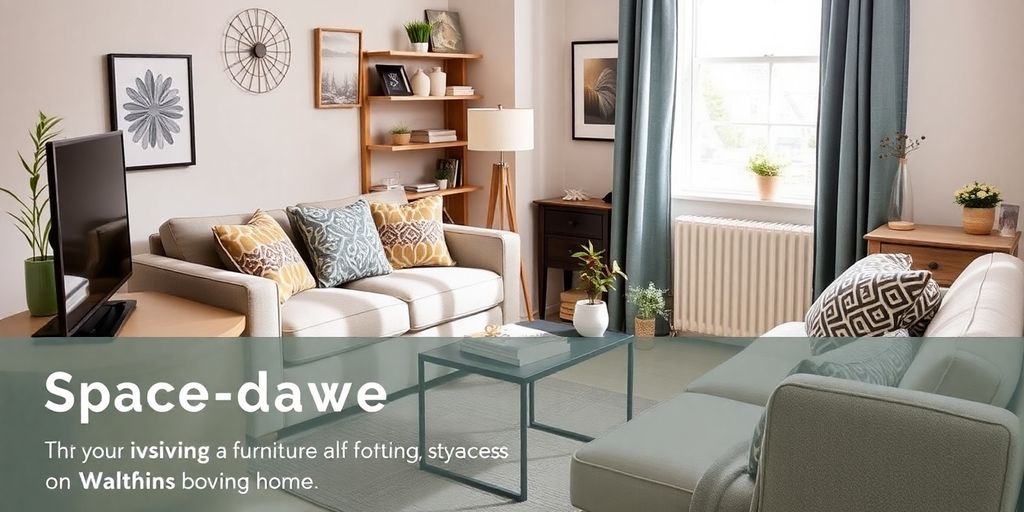 Stylish small space living room with Wayfair UK furniture.