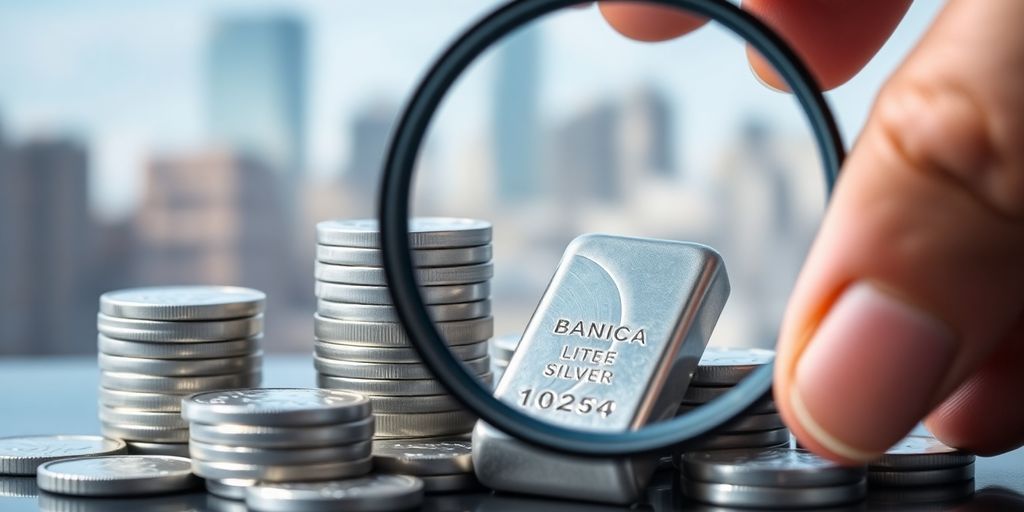 Silver coins and bars.